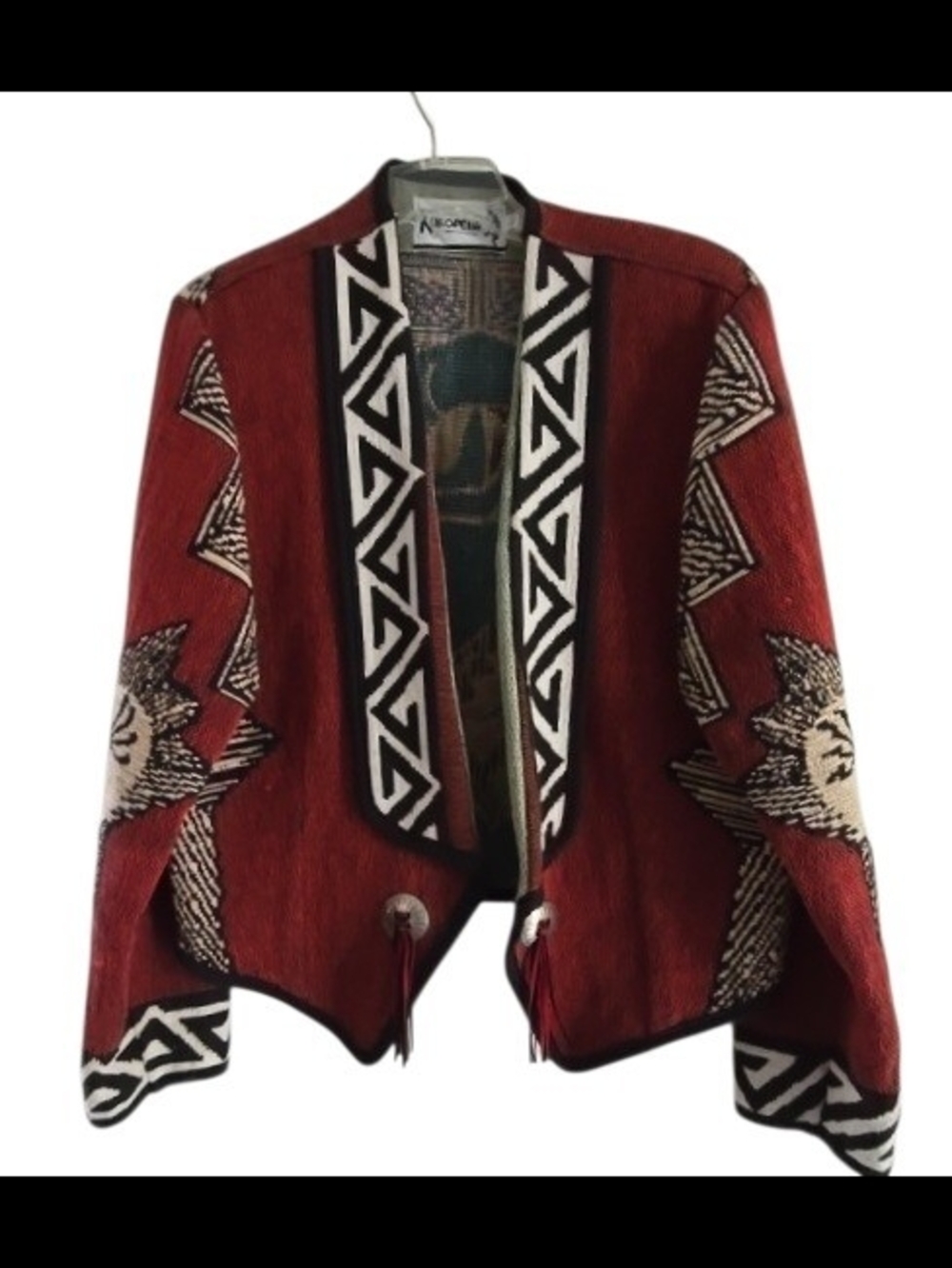 KOKOPELLI & AZTEC Red Open Front Women's Jacket